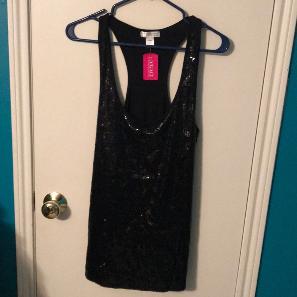 NWT A’Gaci black, sequined tank top